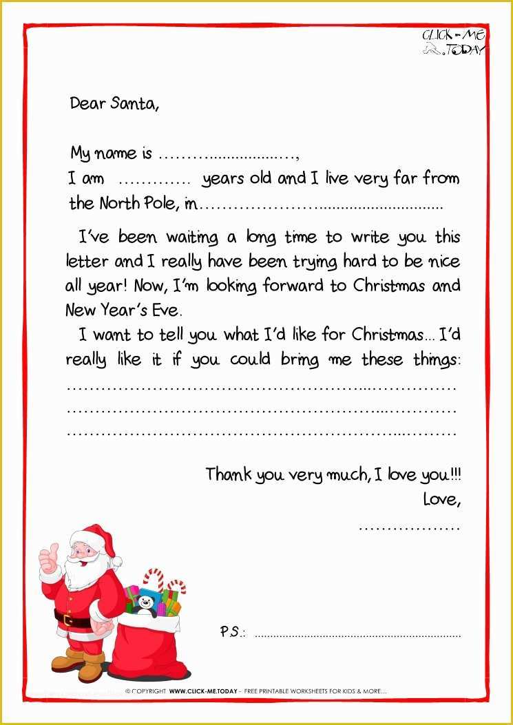 Free Letter To Santa Template Word Of Letter To Santa Claus Black 