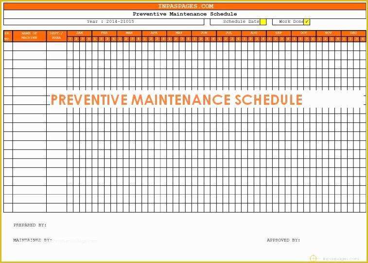 Free Maintenance Planning And Scheduling Templates Excel Of Equipment 