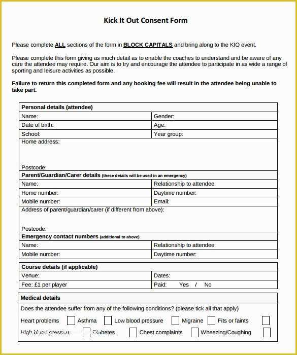 Free Medical Consent Form Template Of Medical Consent Form 8 Free 