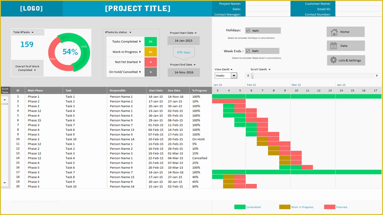 excel project planner template