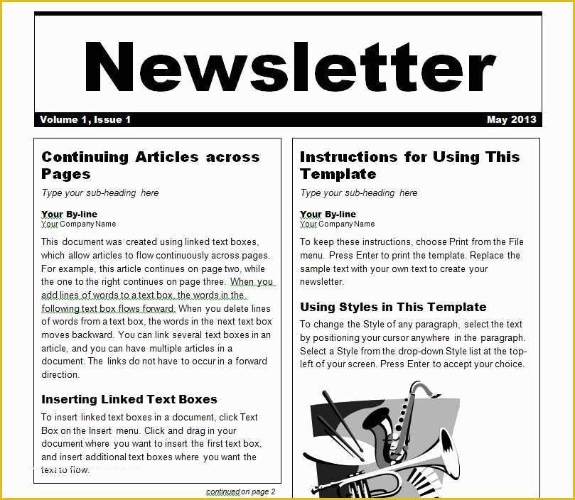 Free Newsletter Templates Word
