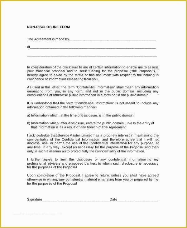  Free Non Disclosure Agreement Template Pdf Of Standard Non Disclosure 