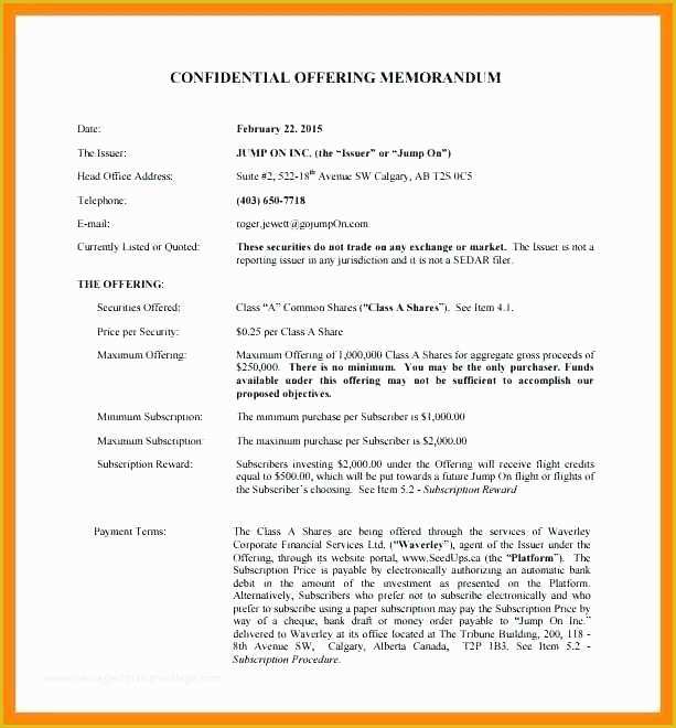 Commercial Real Estate Offering Memorandum Template Free 