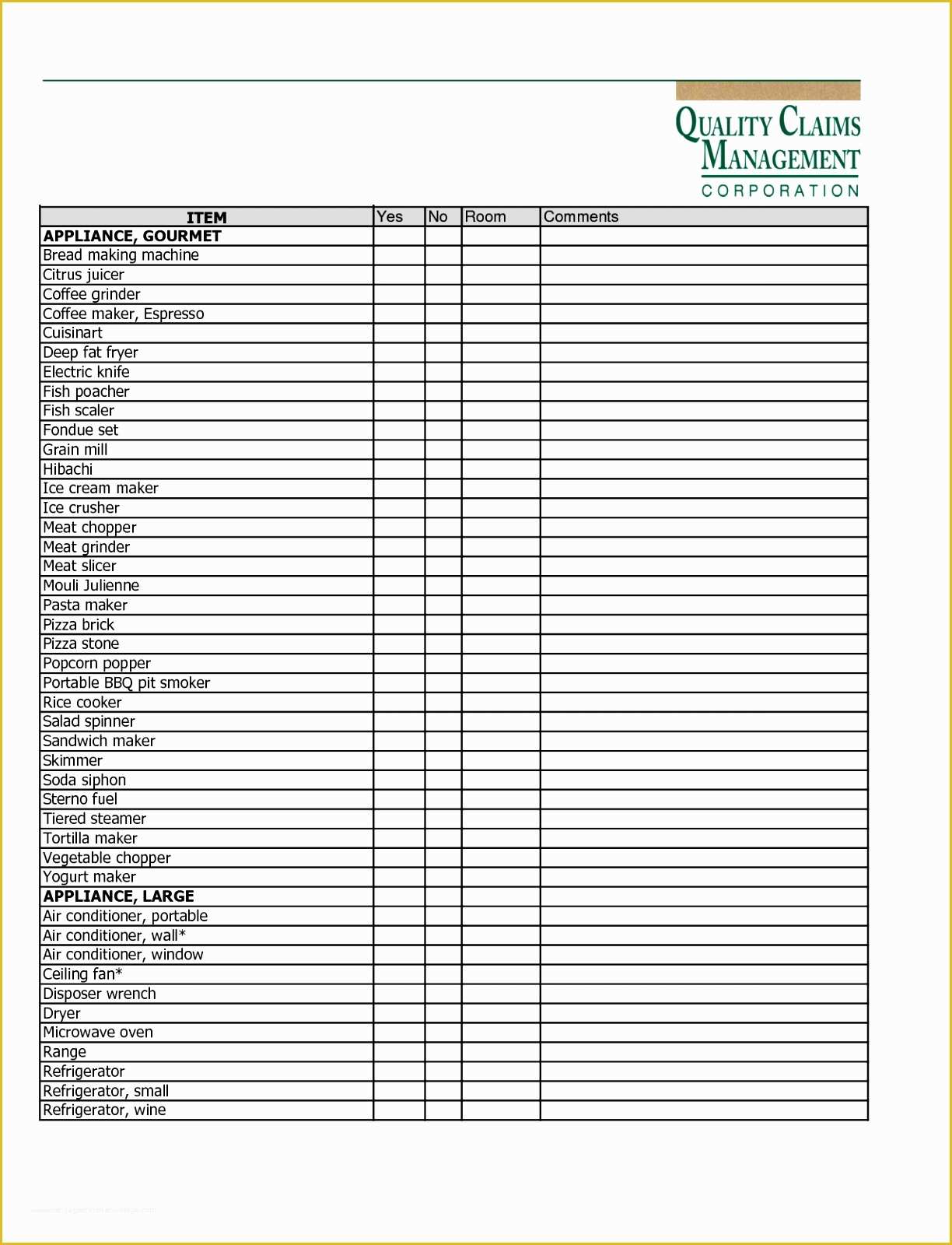 Free Supply List Template
