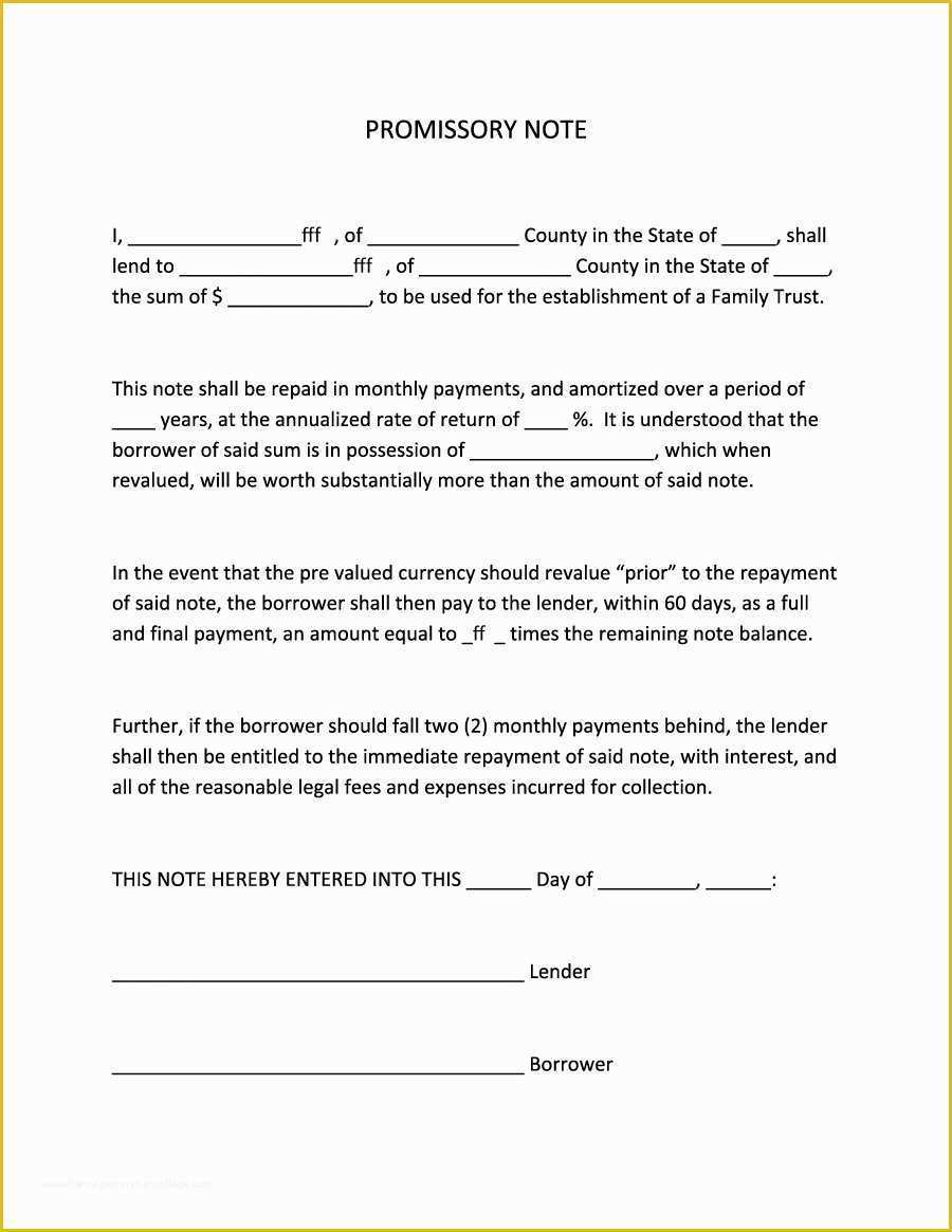 Promissory Note Template In Spanish