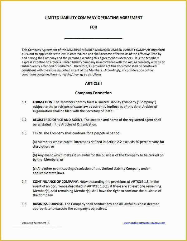 Free Operating Agreement Template Of Free Operating Agreement For Llc 