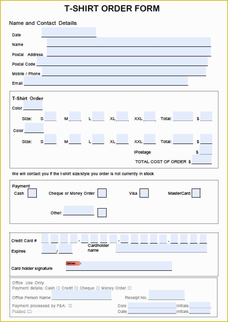 Photo Order Form Template Word