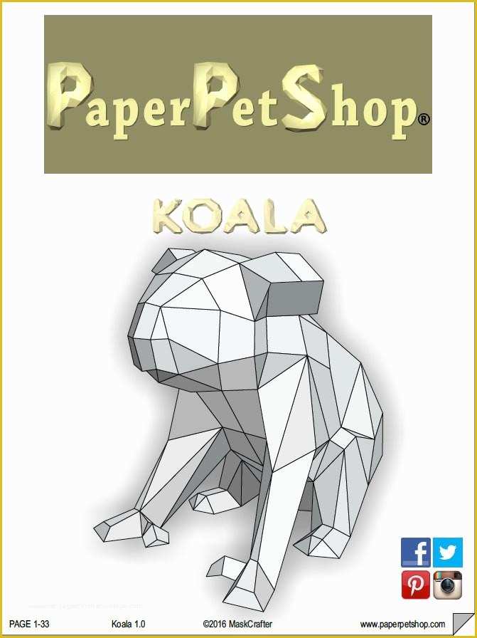 Free Papercraft Templates Pdf Of Paper Koala 3d Papercraft Template Paper forest Pet