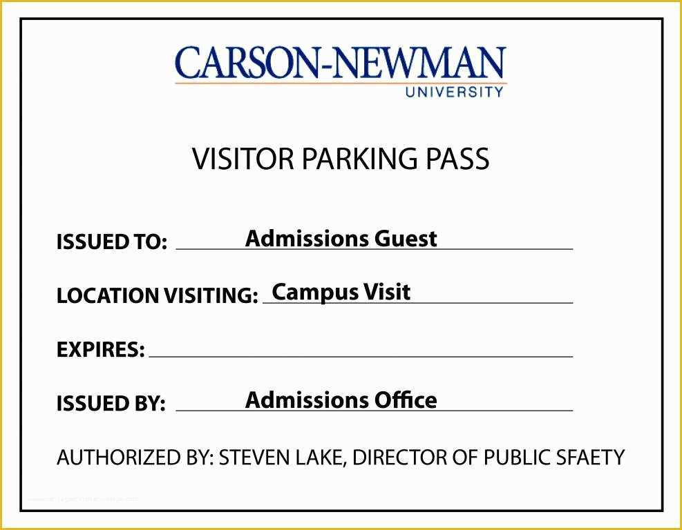 Free Parking Permit Template Download Of E Day Pass Carson Newman 