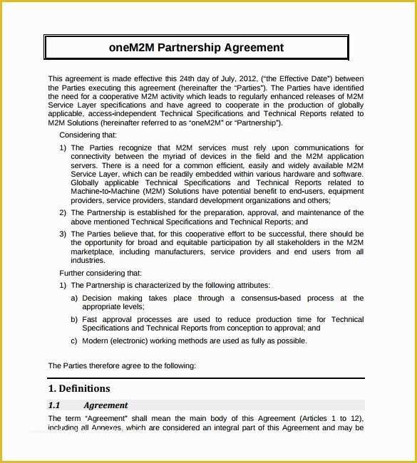 Free Partnership Agreement Template Word Of 16 Partnership Agreement ...