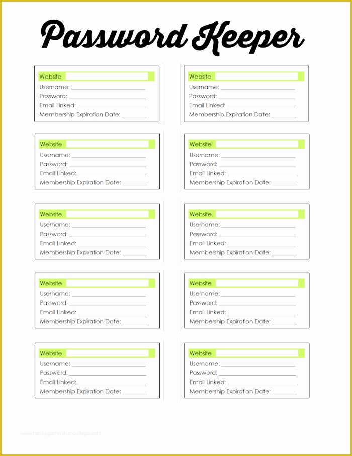 Free Password Keeper Template Printable Of Family Binder Printables the ...