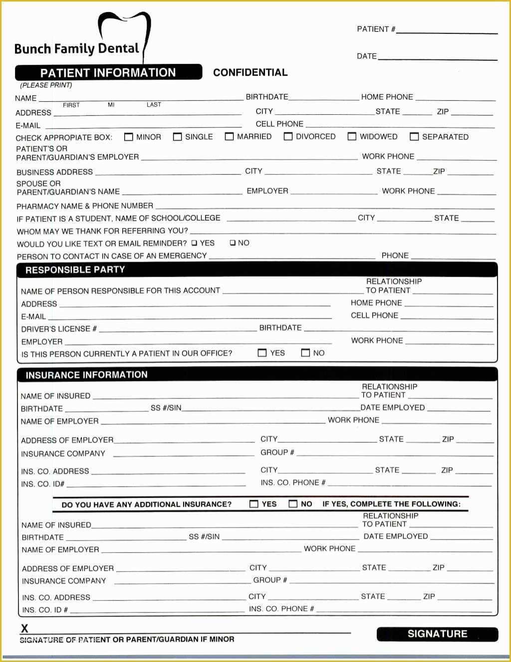 Printable Dental Patient Registration Form Template