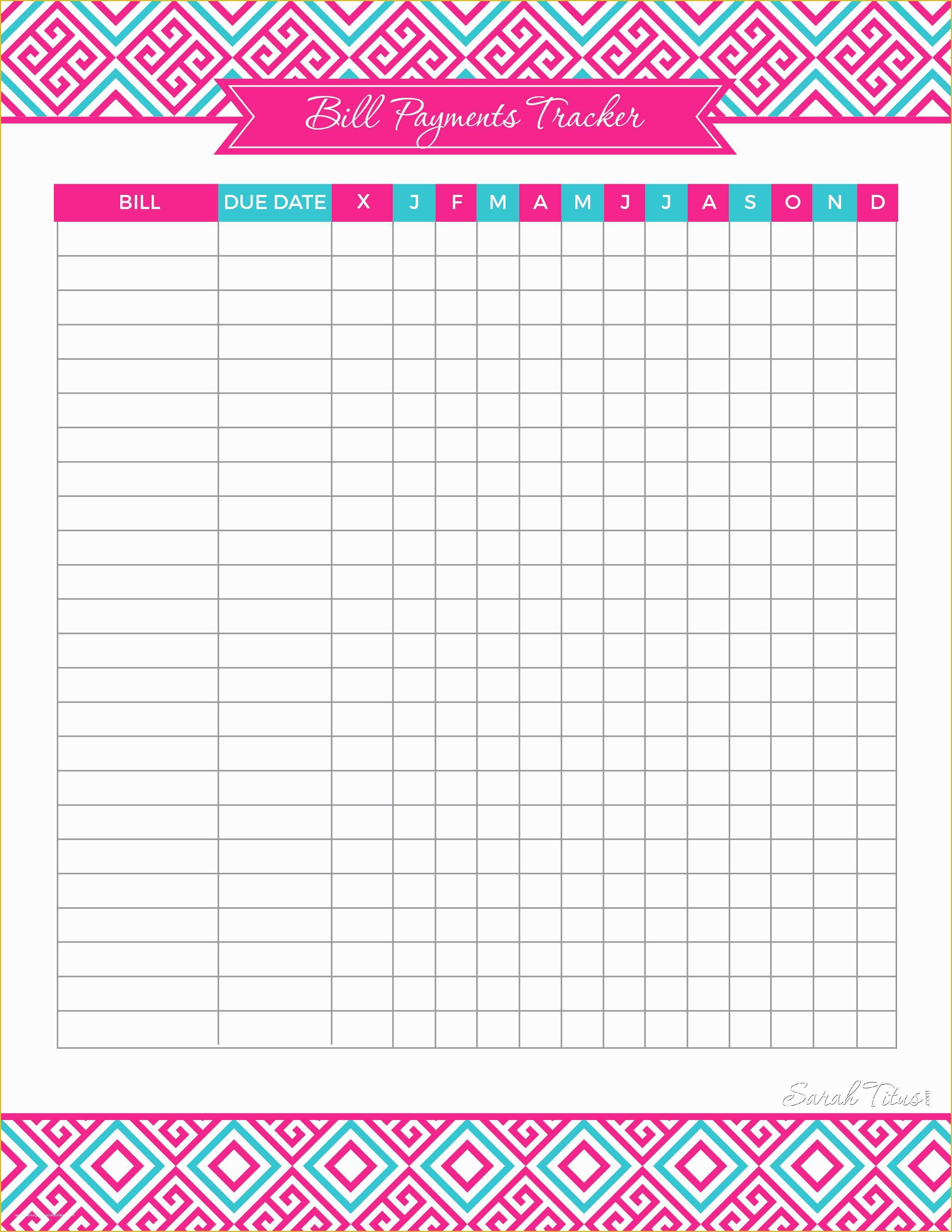 Free Payment Tracker Template Of Household Binder Bill Payments Tracker 