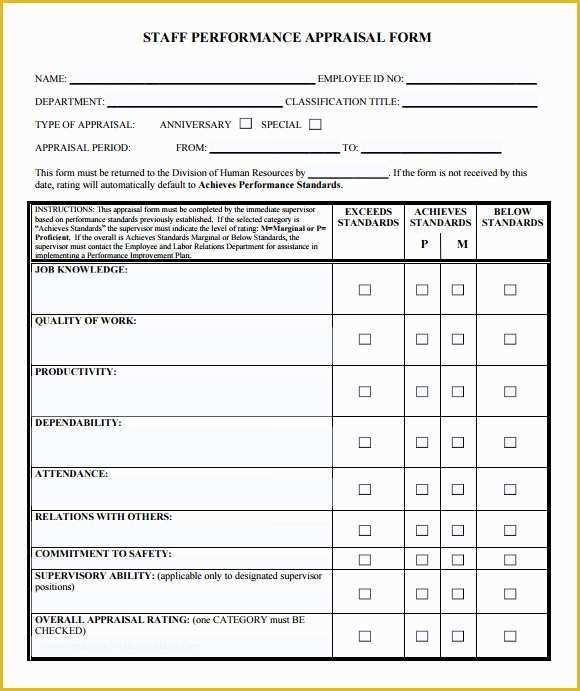 Free Performance Review Template Of 13 Employee Evaluation Form Sample Free Examples 