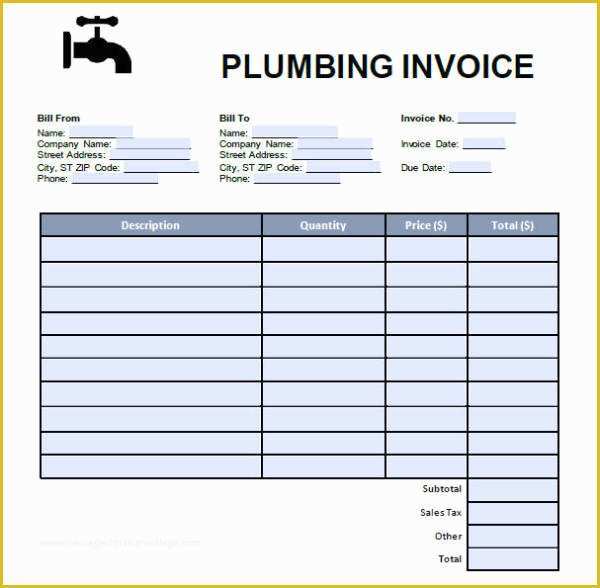 Free Plumbing Templates Of Plumbing Invoice Template 8 Free Word Excel Pdf