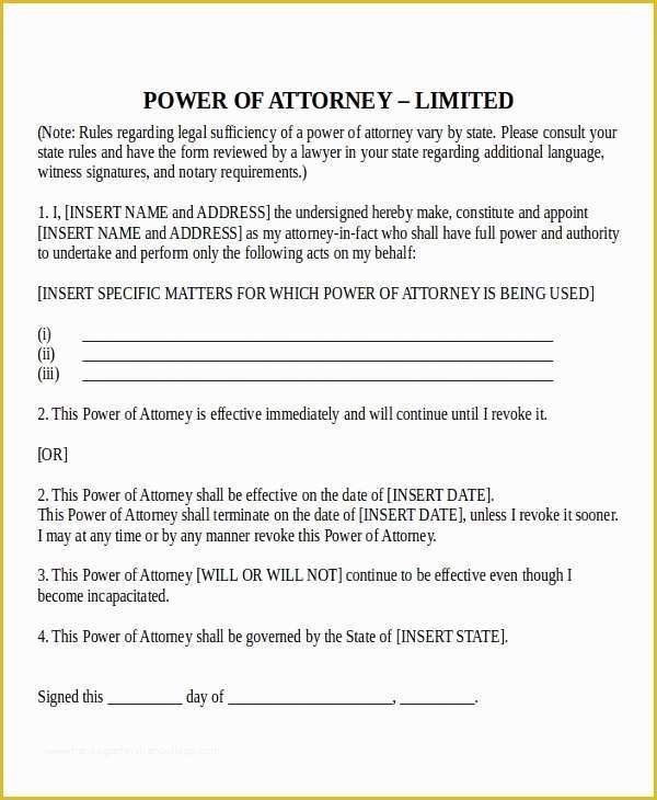 Free Power Of attorney form Template Of 15 Power Of attorney Templates