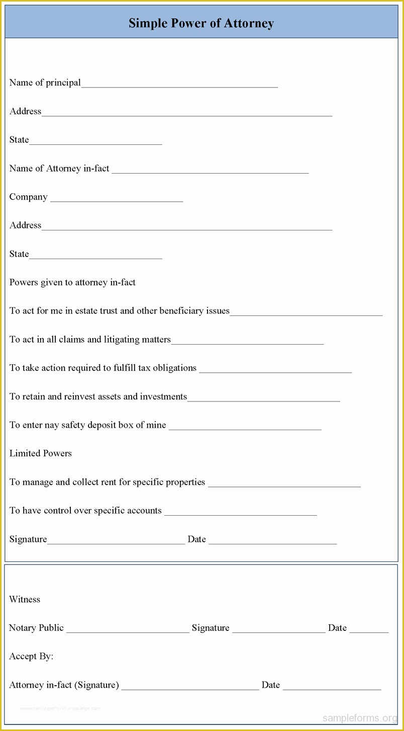 Free Power Of attorney form Template Of Simple Power Of attorney form