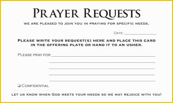 Free Prayer Card Template for Word Of Prayer Request Card Pack Of 50 ...