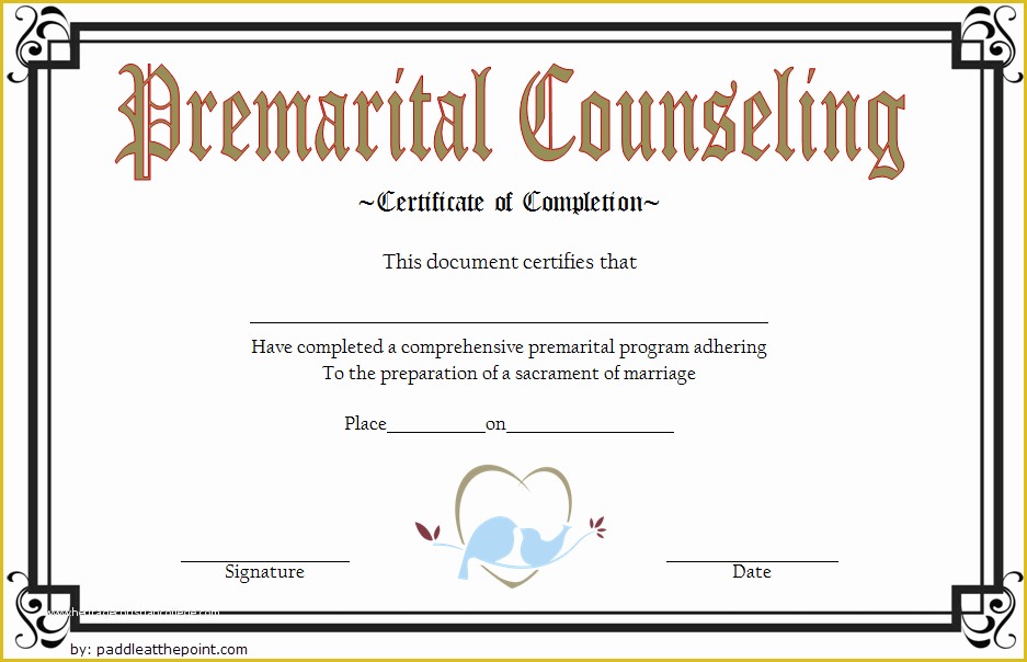 Free Premarital Counseling Certificate Of Completion Template Of