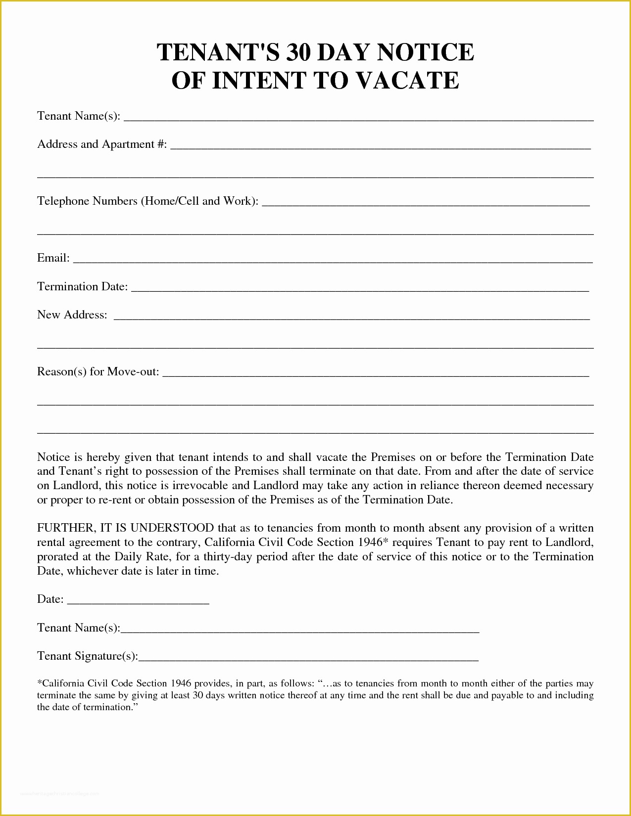Free Printable 30 Day Eviction Notice Template Of Best S Of 30 Day