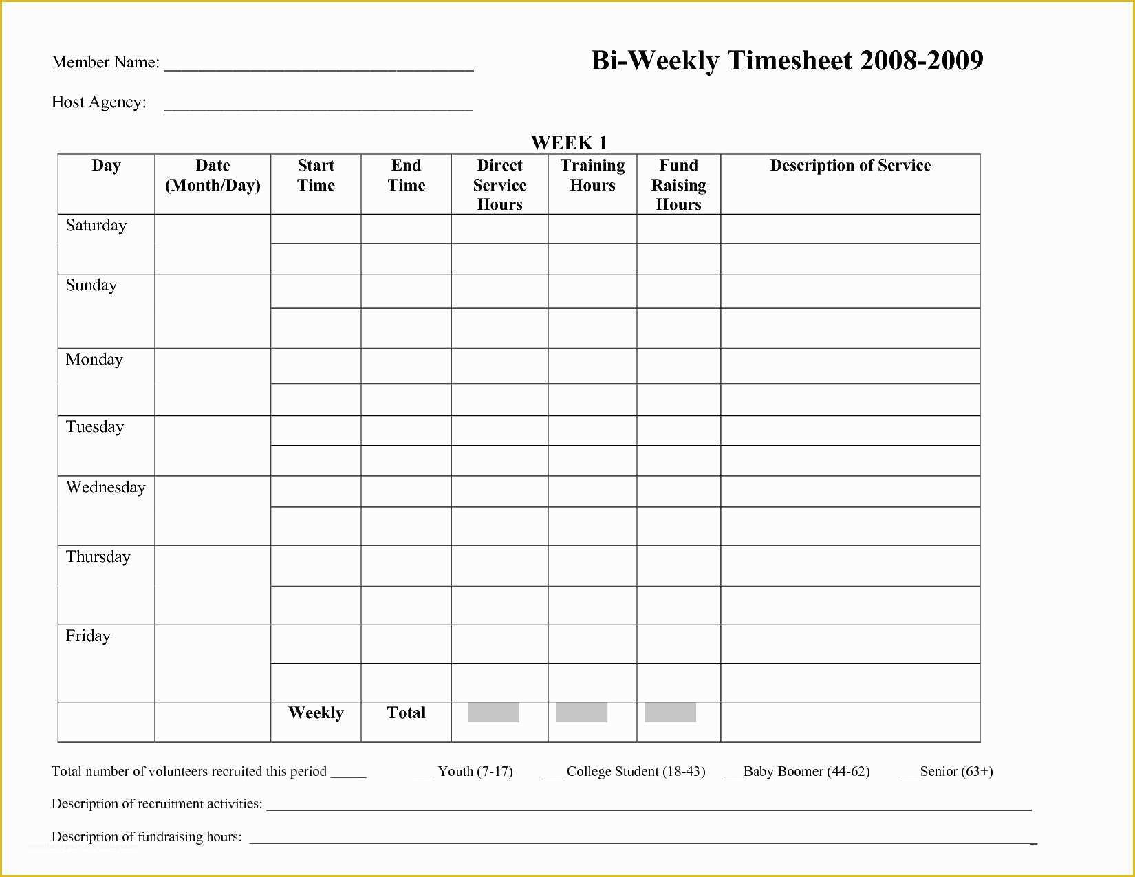 Free Printable Bi Weekly Timesheet Template Of Printable Blank Bi ...