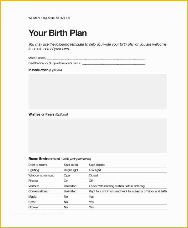 58 Free Printable Birth Plan Template | Heritagechristiancollege