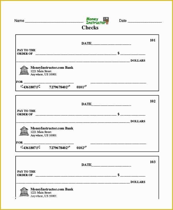 Printable Blank Checks For Students