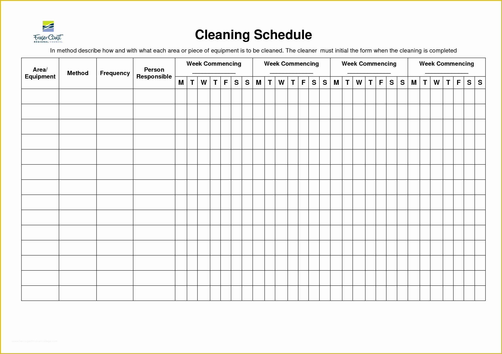 21 Printable Cleaning Schedule Forms And Templates Fillable Samples Images