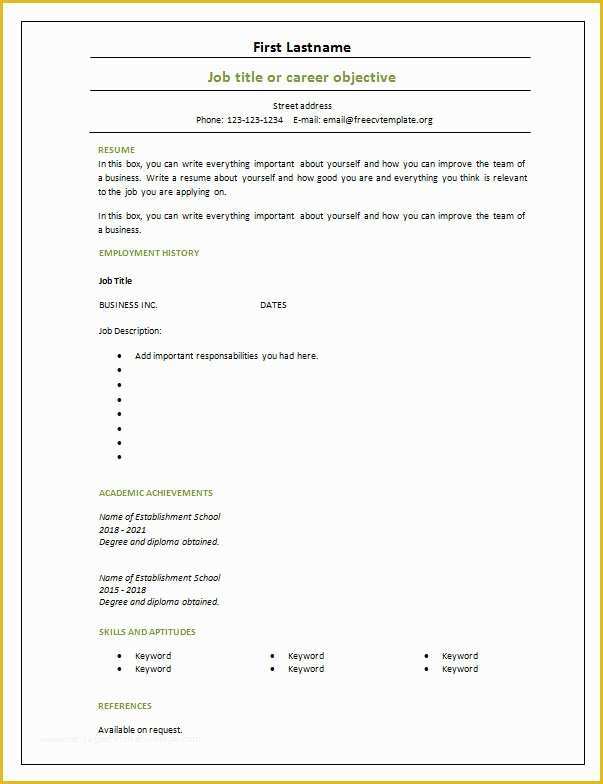 Free Printable Curriculum Vitae Template Of 7 Free Blank Cv Resume Templates For Free Cv