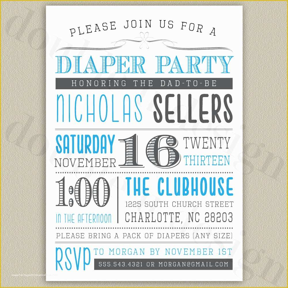 Free Printable Diaper Party Invitation Templates Of Diaper Party