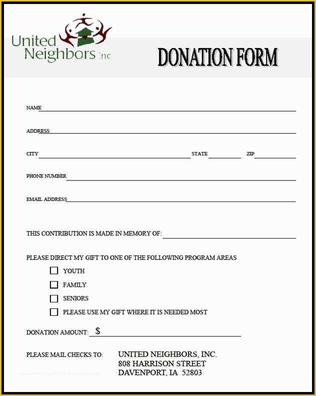 Free Printable Donation Receipt Template Of 36 Free Donation Form Templates In Word Excel Pdf