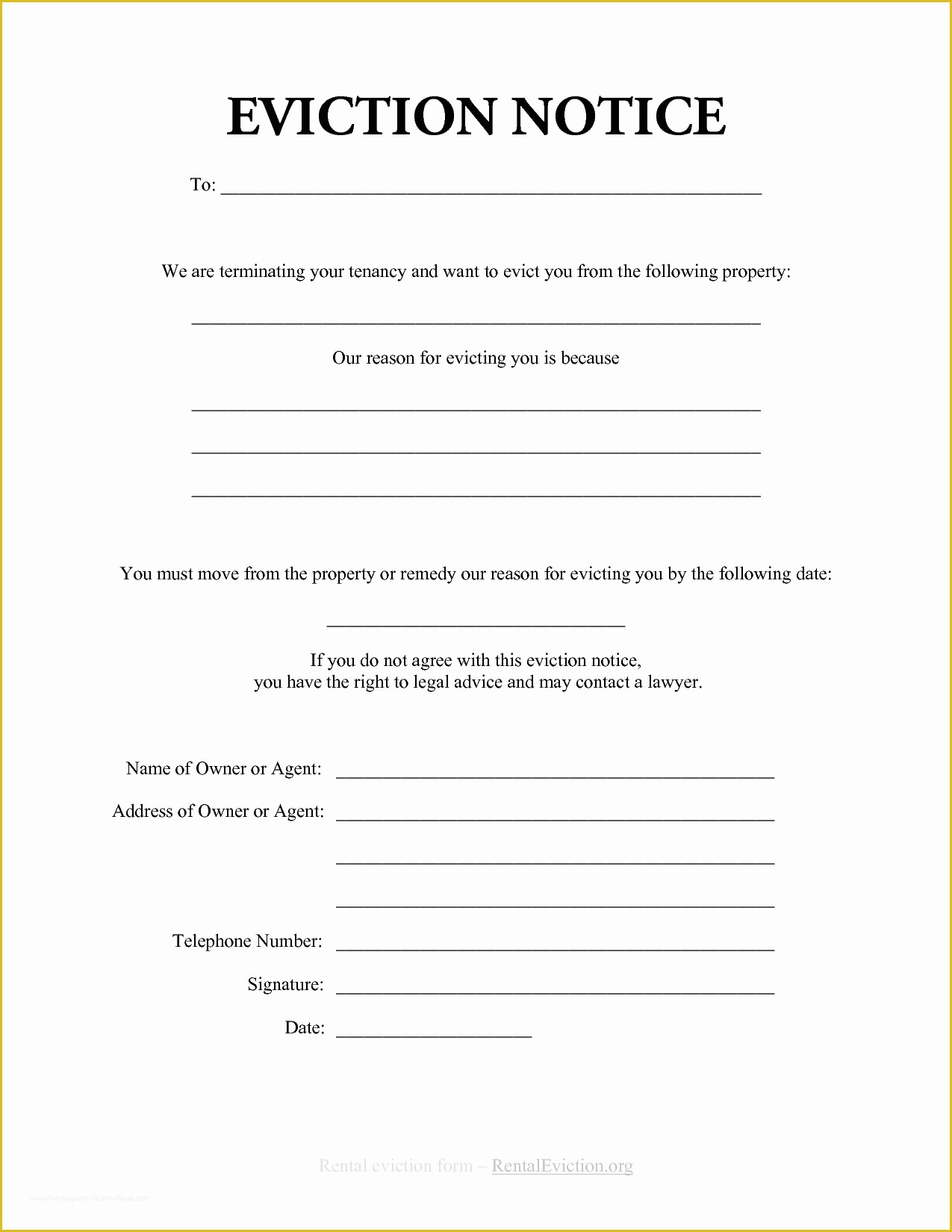 Free Printable Eviction Notice Template Of Free Print Out Eviction