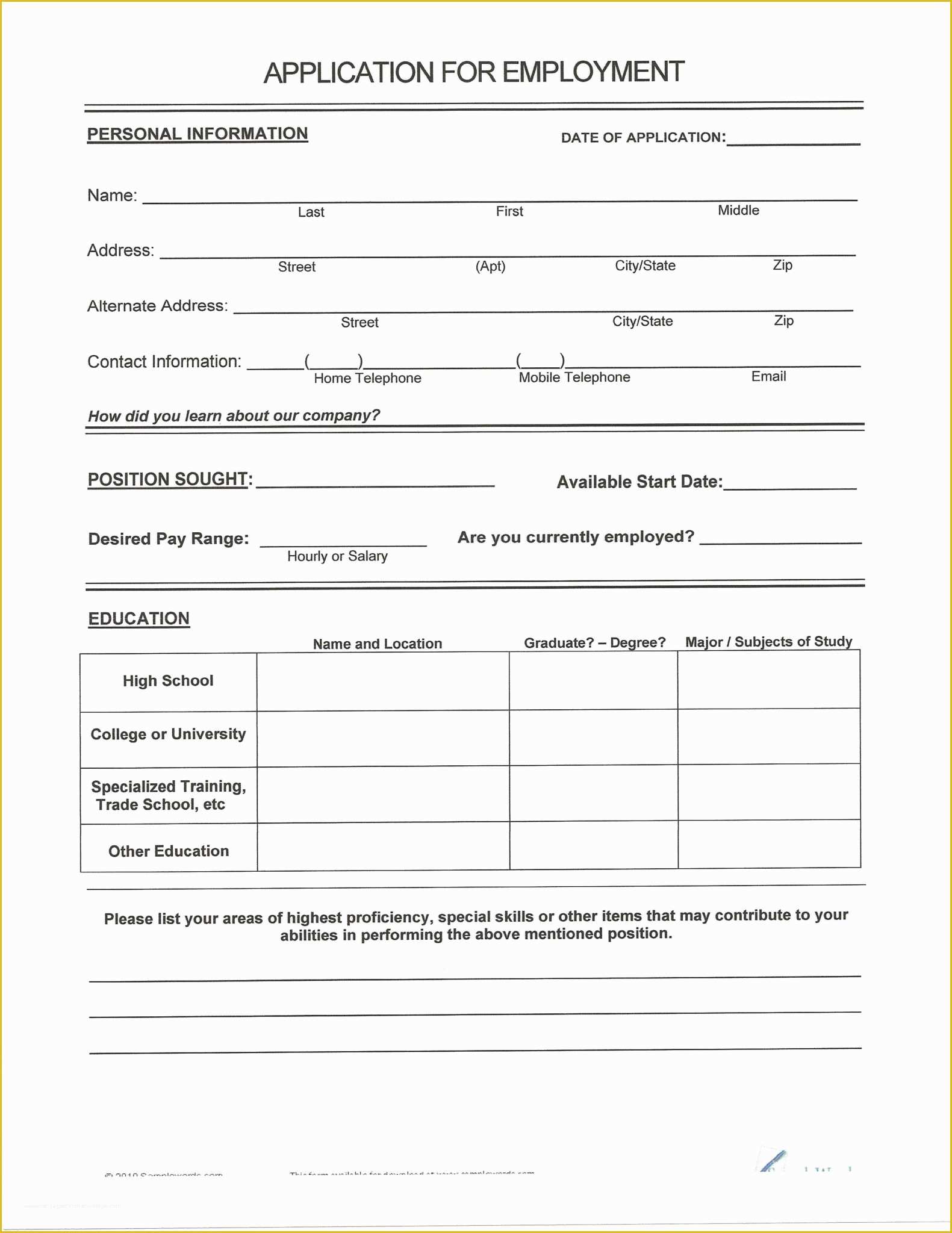 Pdf Printable Blank Resume Form Wraplimo