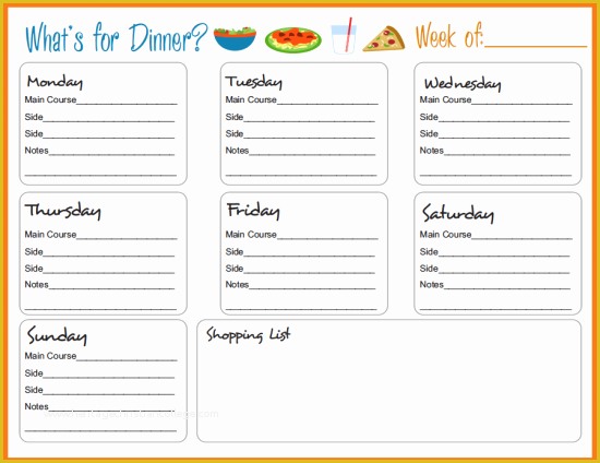 Free Printable Food Menu Templates Of What S For Dinner 2 Fb 