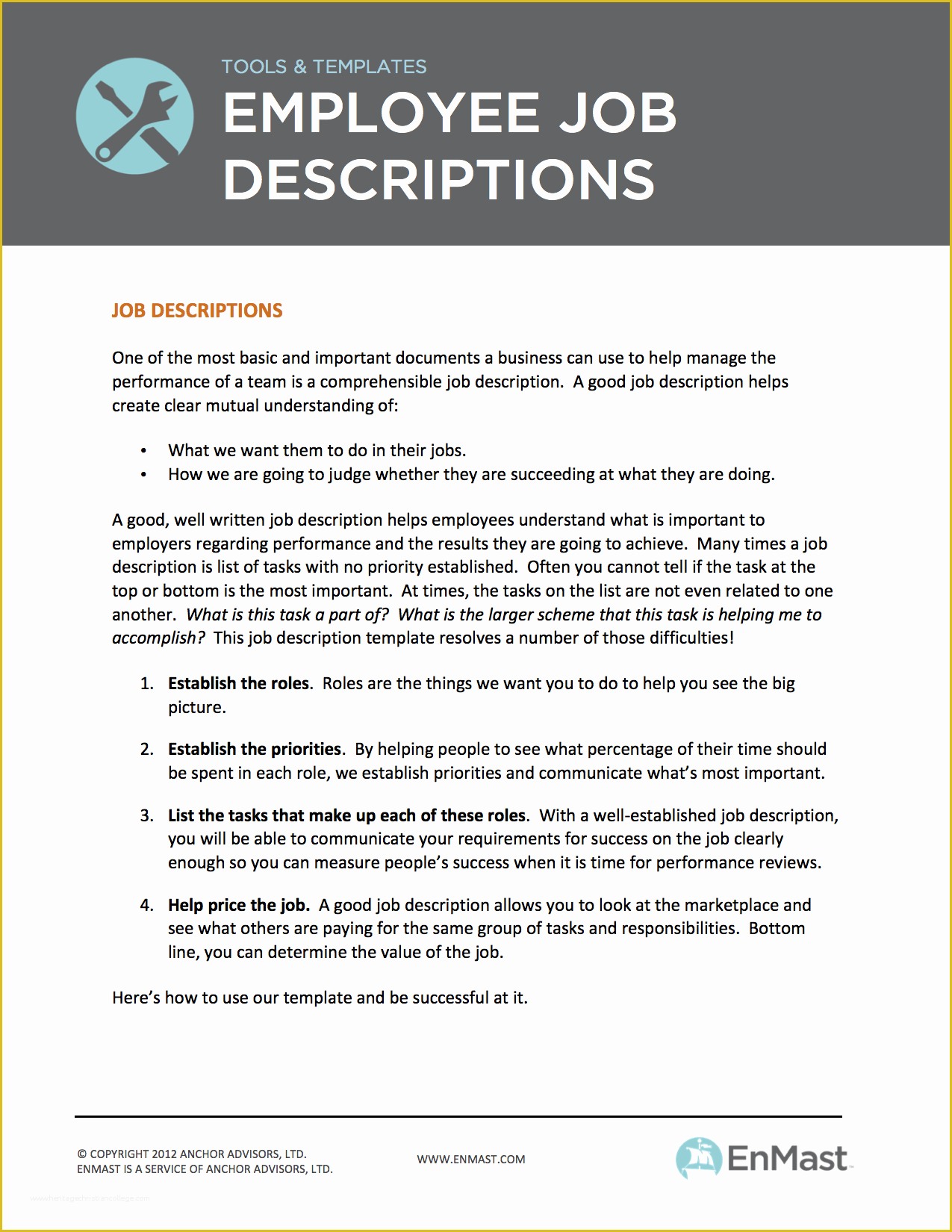 Free Printable Job Description Template Of Employee Job Descriptions