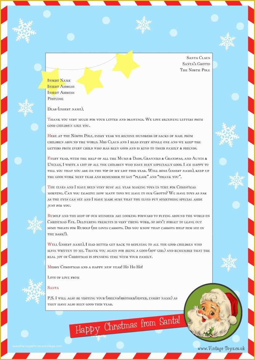 Free Printable Letter From Santa Word Template Of Free letter From Santa Template For You To 