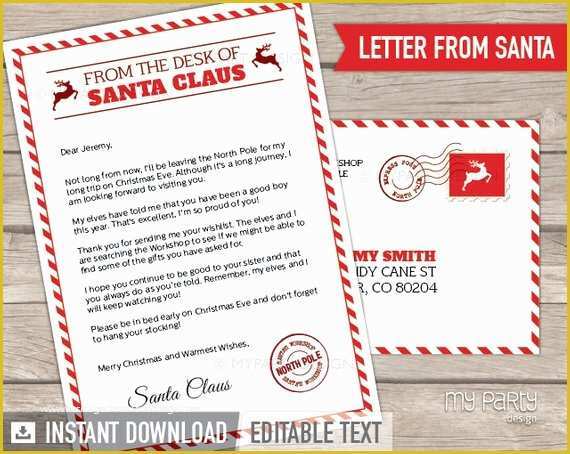 Free Printable Letter From Santa Word Template Of Letter From Santa Kit 