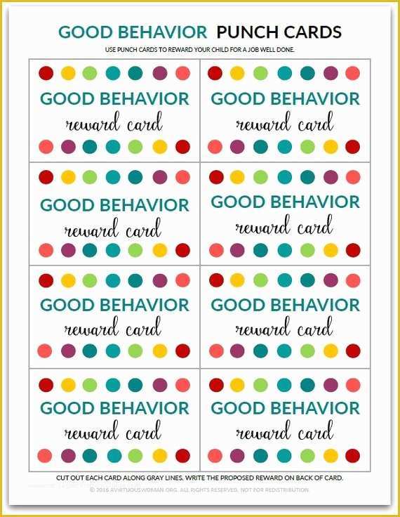 Free Printable Loyalty Card Template Of Pdf Good Behavior Punch Card