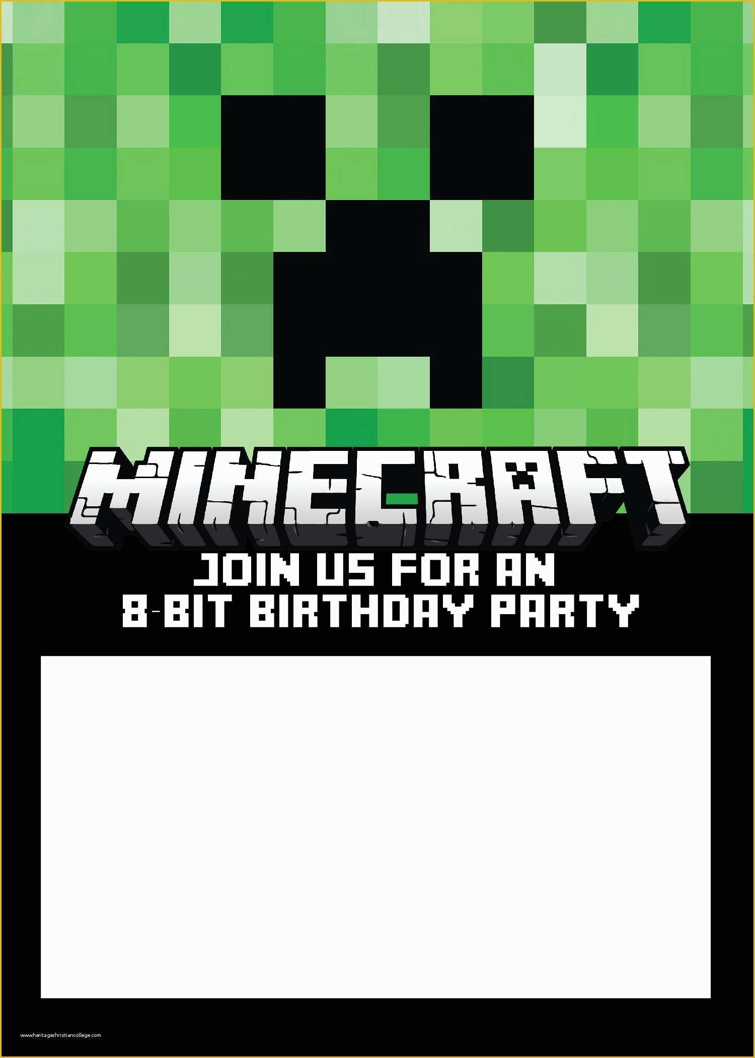 Free Printable Minecraft Birthday Party Invitations Templates Of Free Minecraft Birthday 