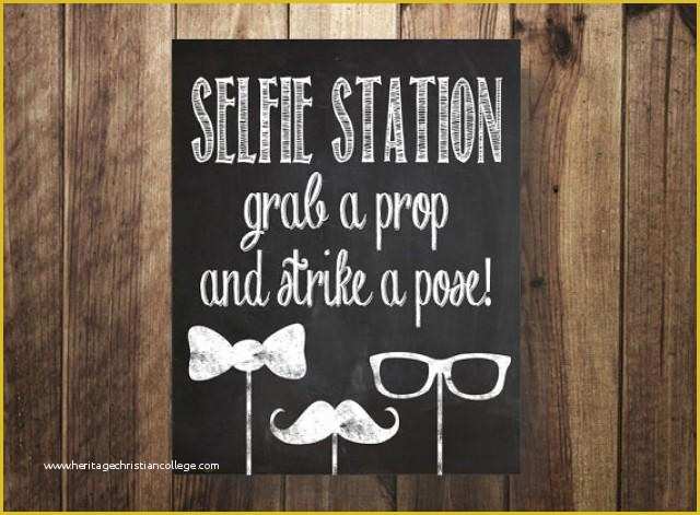 Free Printable Photo Booth Sign Template Of Selfie Station Sign Grab A Prop Strike A Pose