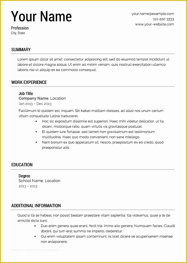  Free Printable Professional Resume Templates Of Free Line Resume 