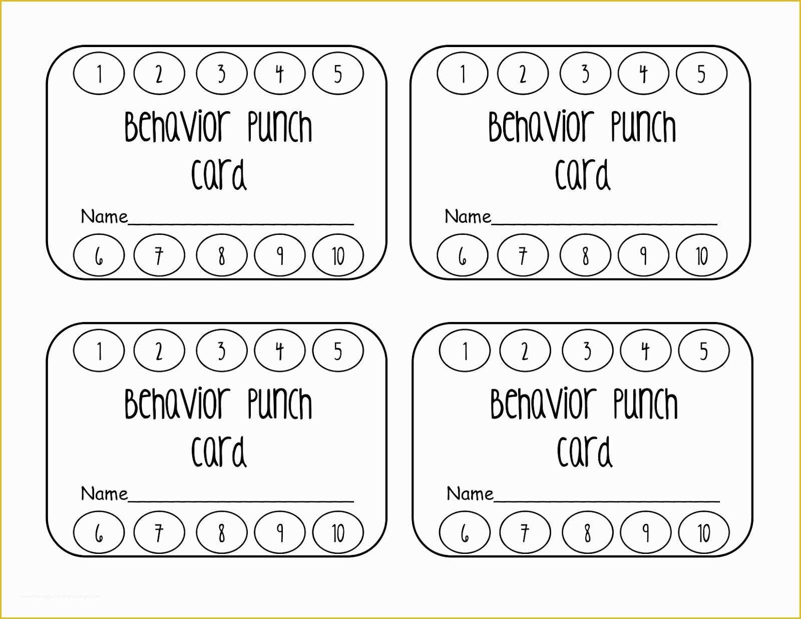 Monthly Punch Card Template