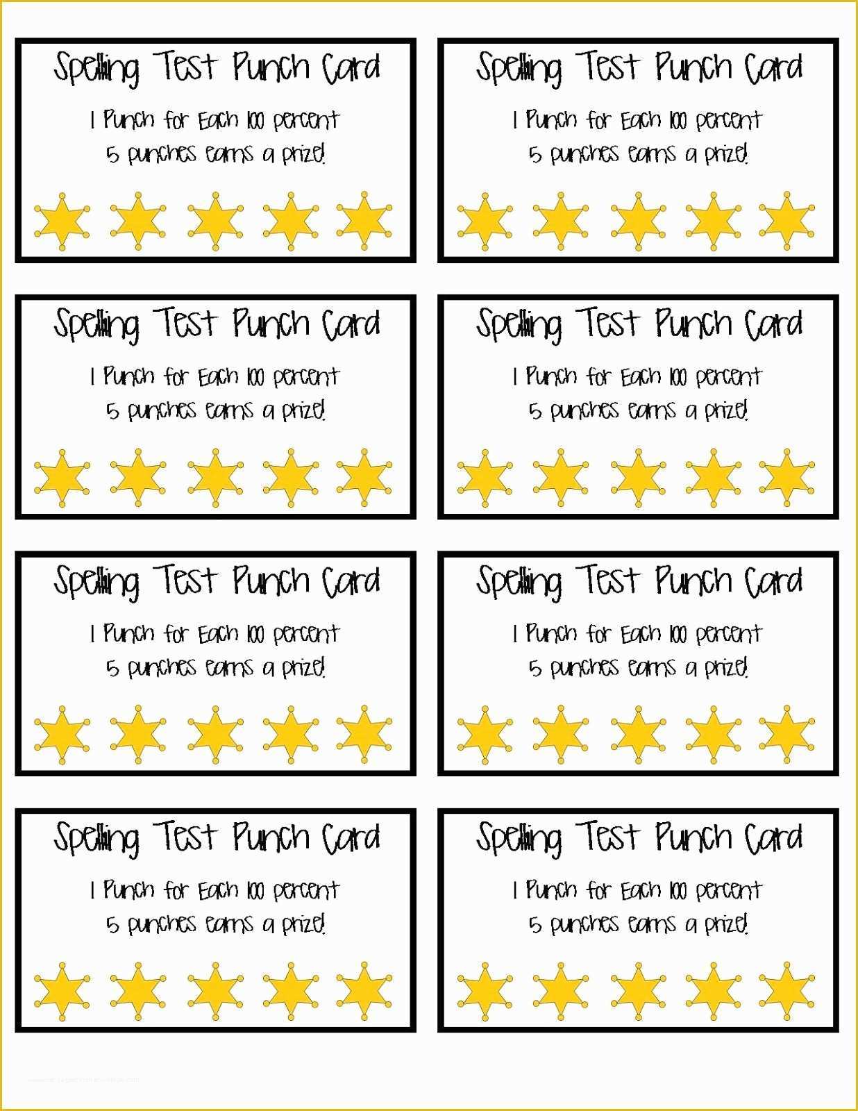 Printable Reward Punch Cards