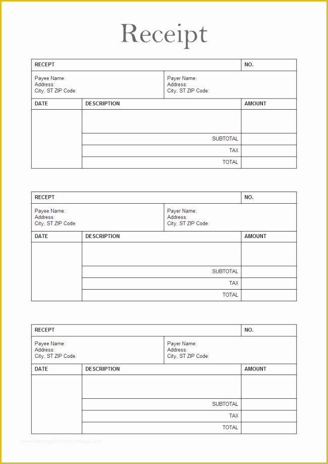 Free Printable Receipt Template Of Receipt Heritagechristiancollege