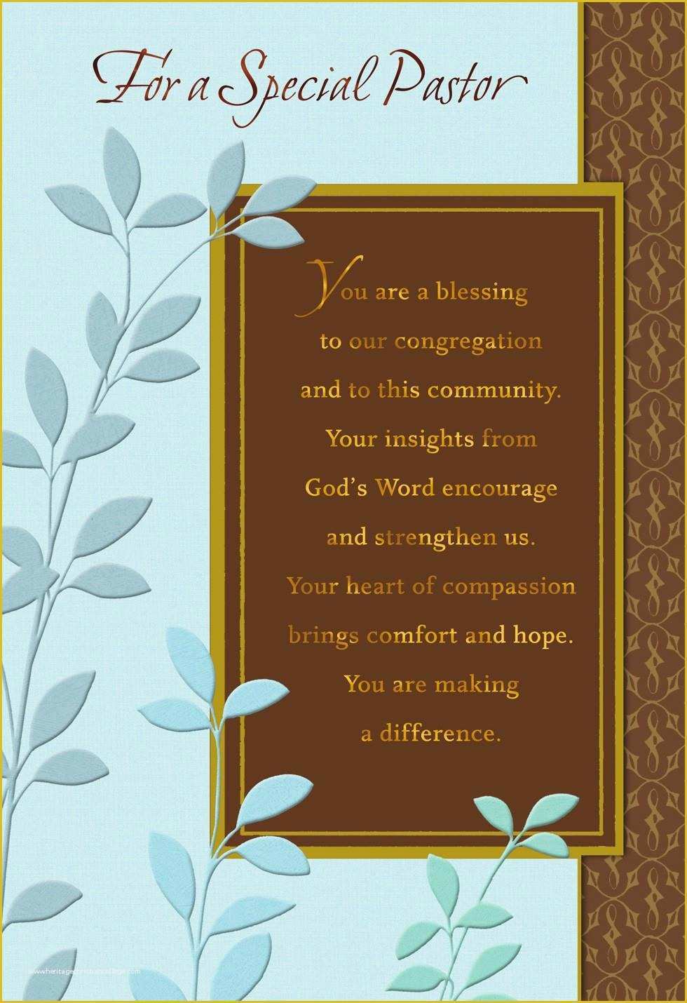 Free Printable Religious Business Card Templates Of You Re A Blessing Pastor Anniversary Card