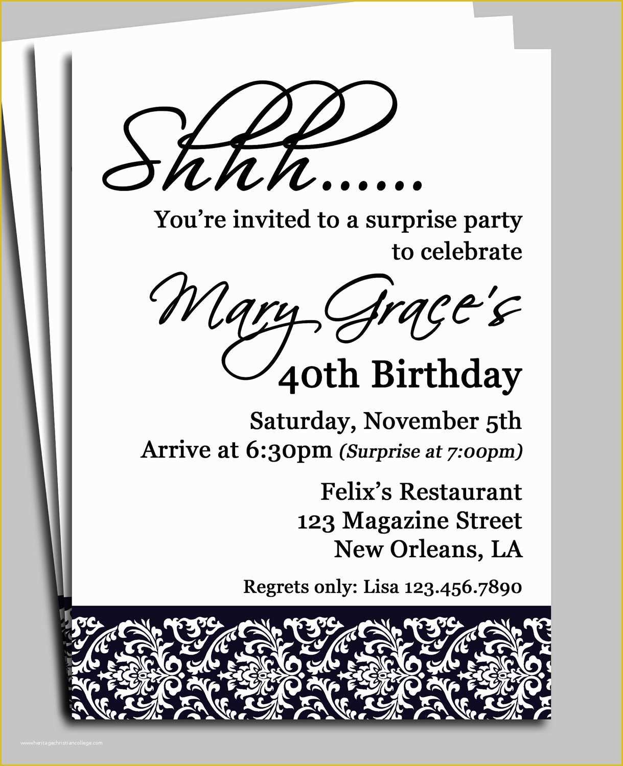Surprise Party Invitation Template For Word