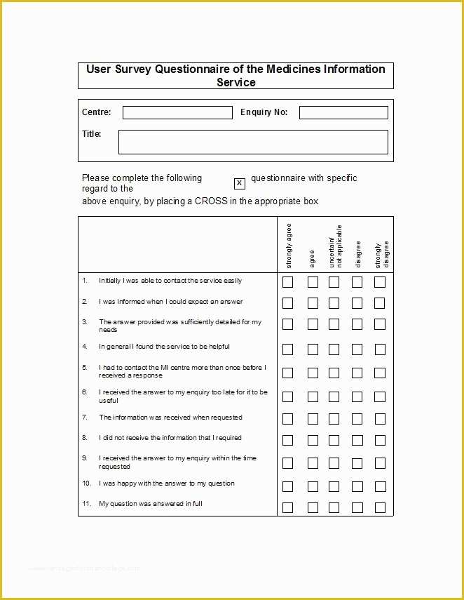 Free Printable Survey Template Of 30 Questionnaire Templates Word 