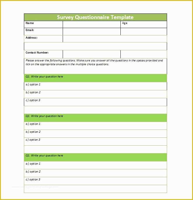 Free Printable Survey Template Of 33 Free Questionnaire Templates Word 