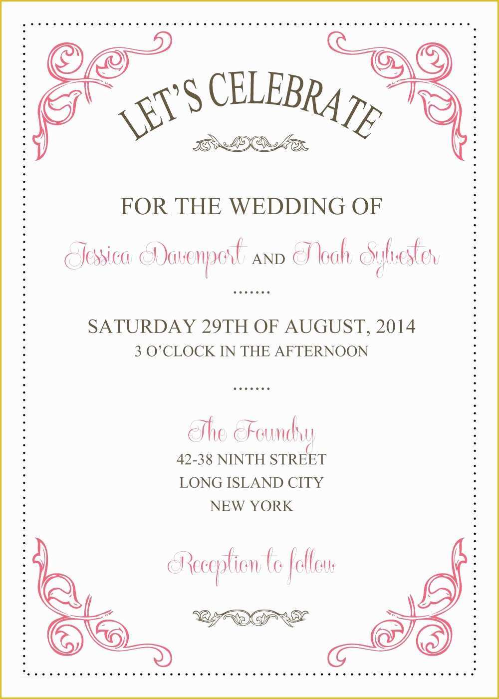  Free Printable Wedding Invitation Templates For Word Of Wedding 