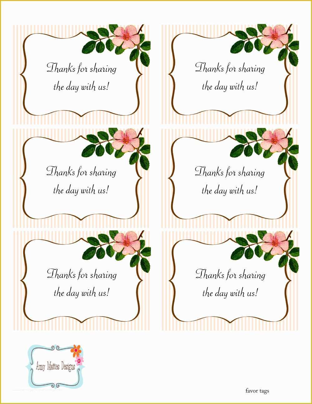 Free Printable Wedding Thank You Tags Templates Of 5 Best Of Free Printable Wedding Favor Tags